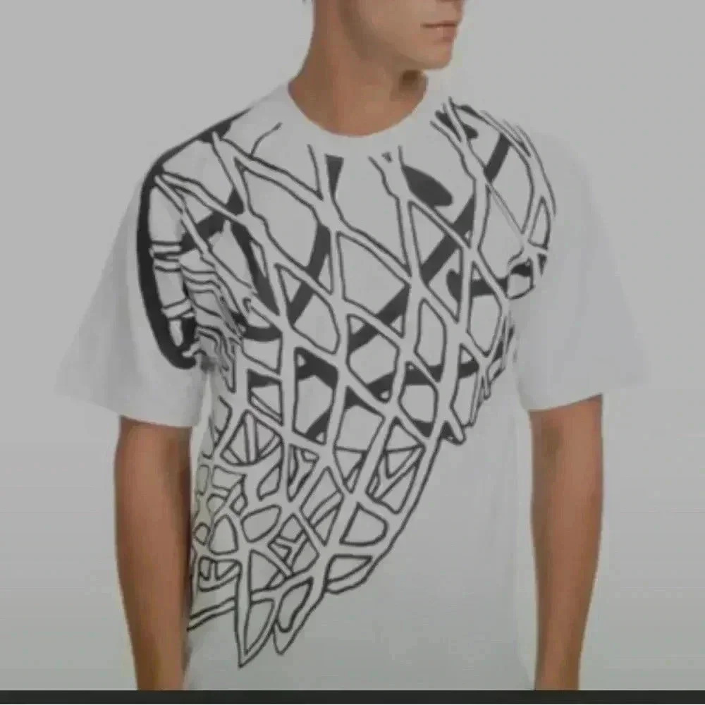 Market X Smiley T-Shirt White Basketball Net Crew Neck Men’s Size XXL